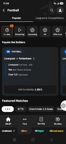 LiveScore Bet football app ireland