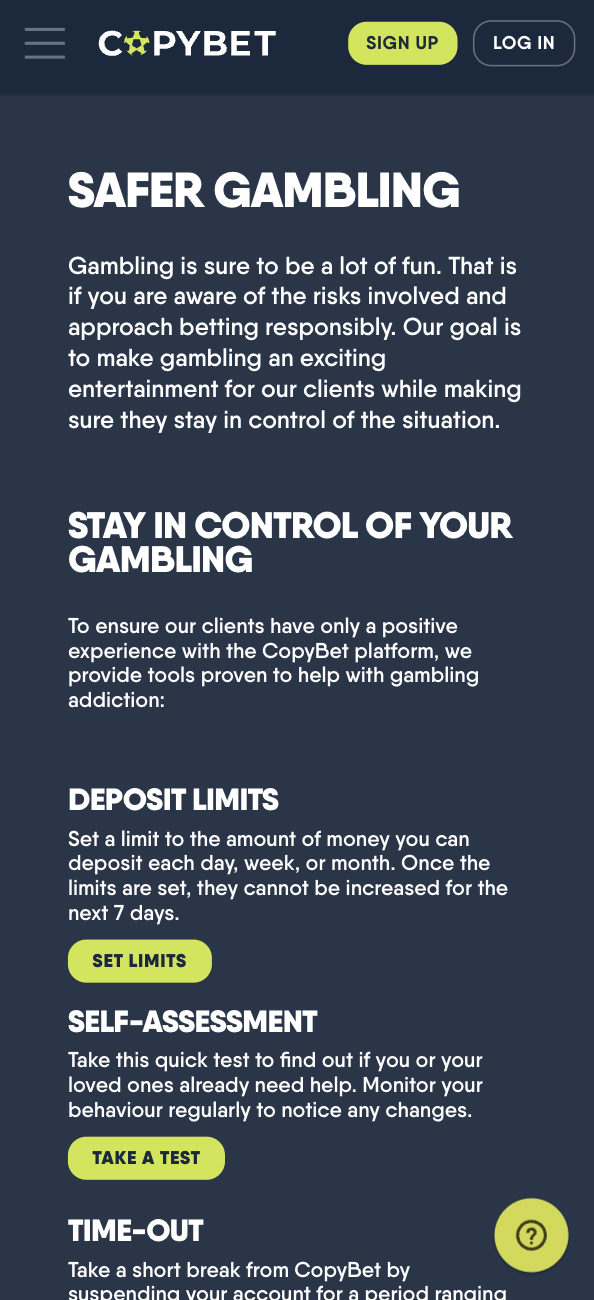CopyBet Safer Gambling