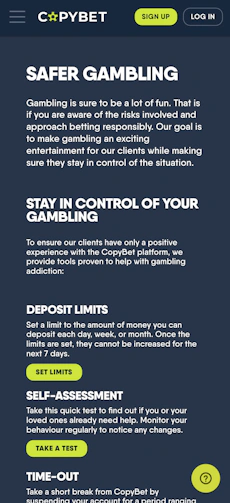 CopyBet Safer Gambling