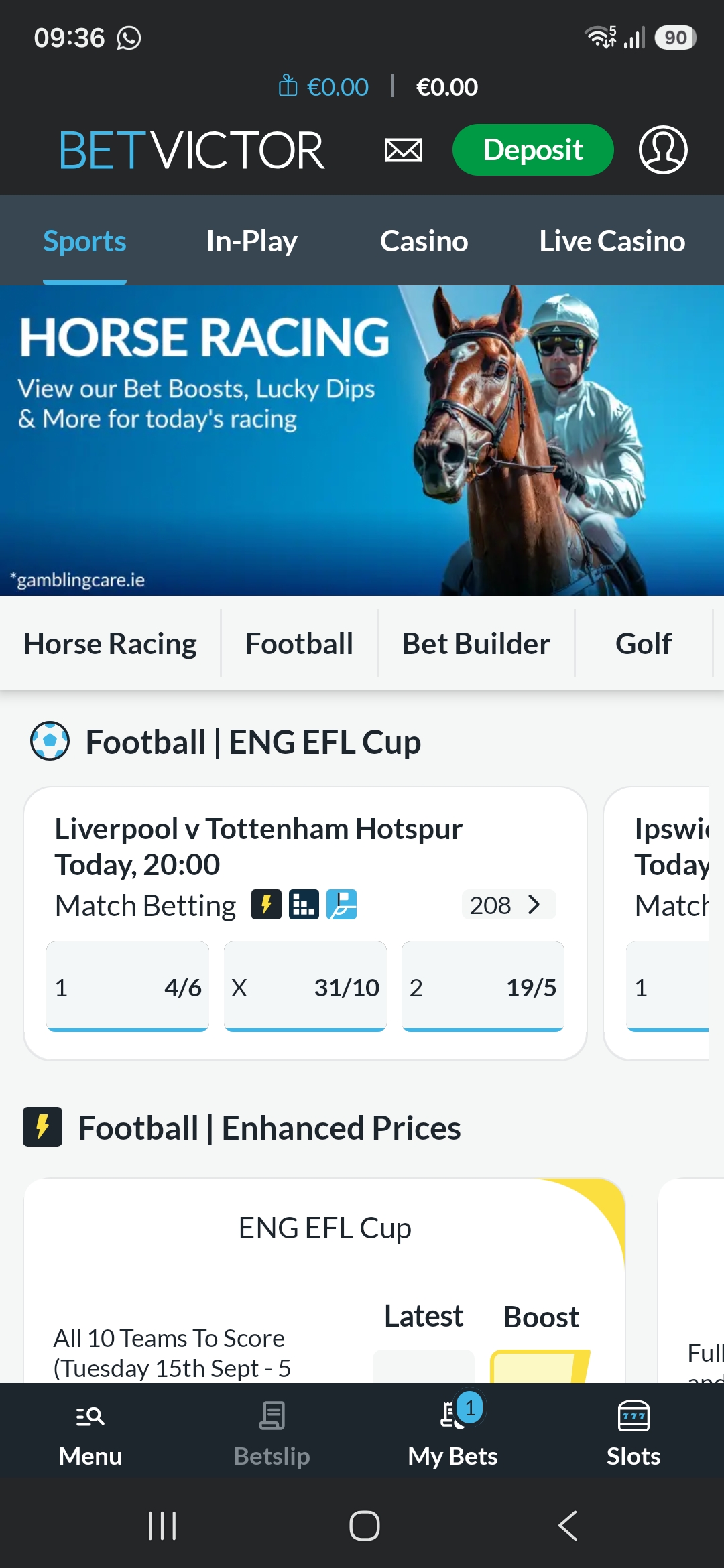 BetVictor deposit process