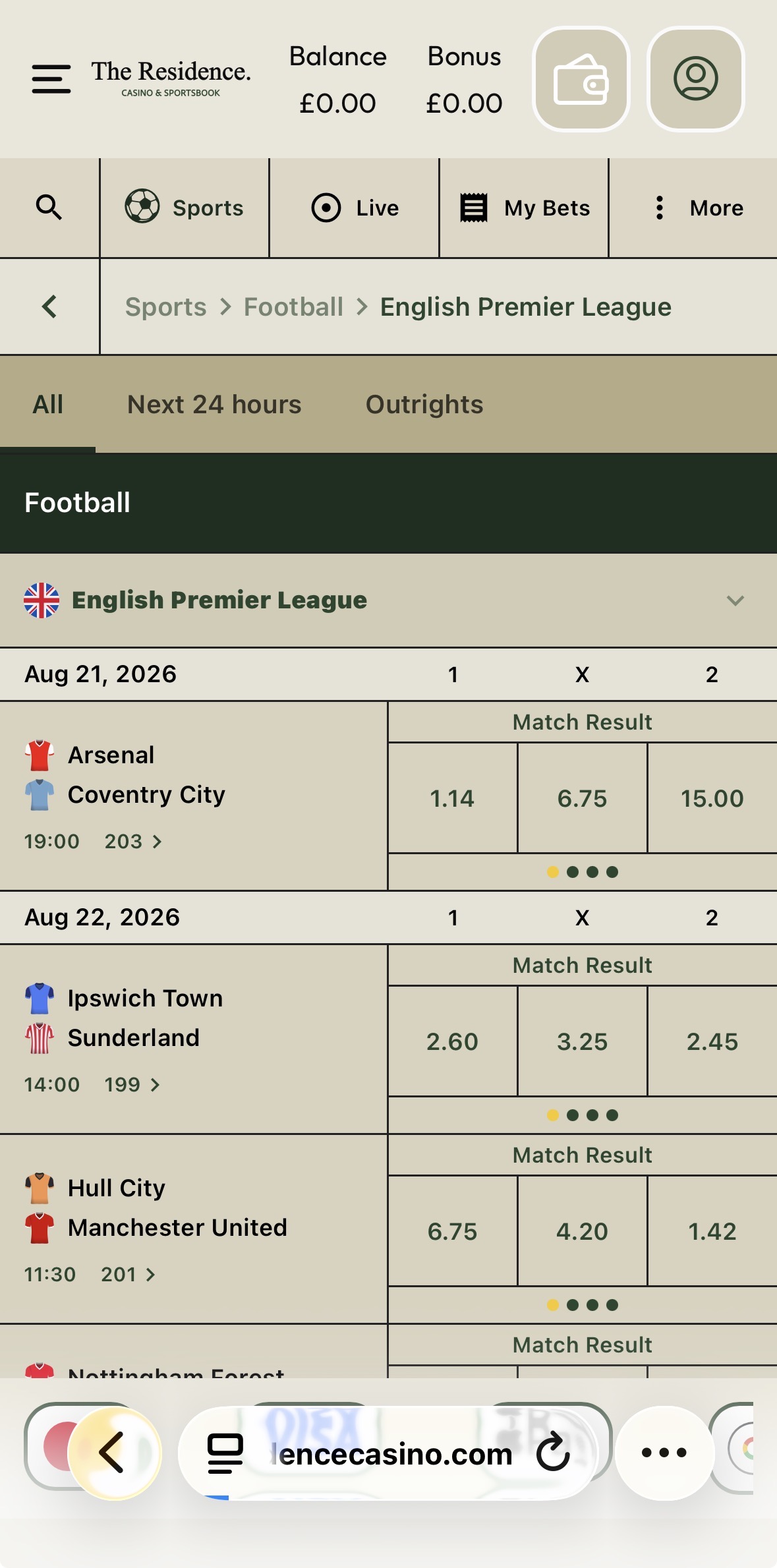The Residence Casino & Sportsbook Sportsbook 2