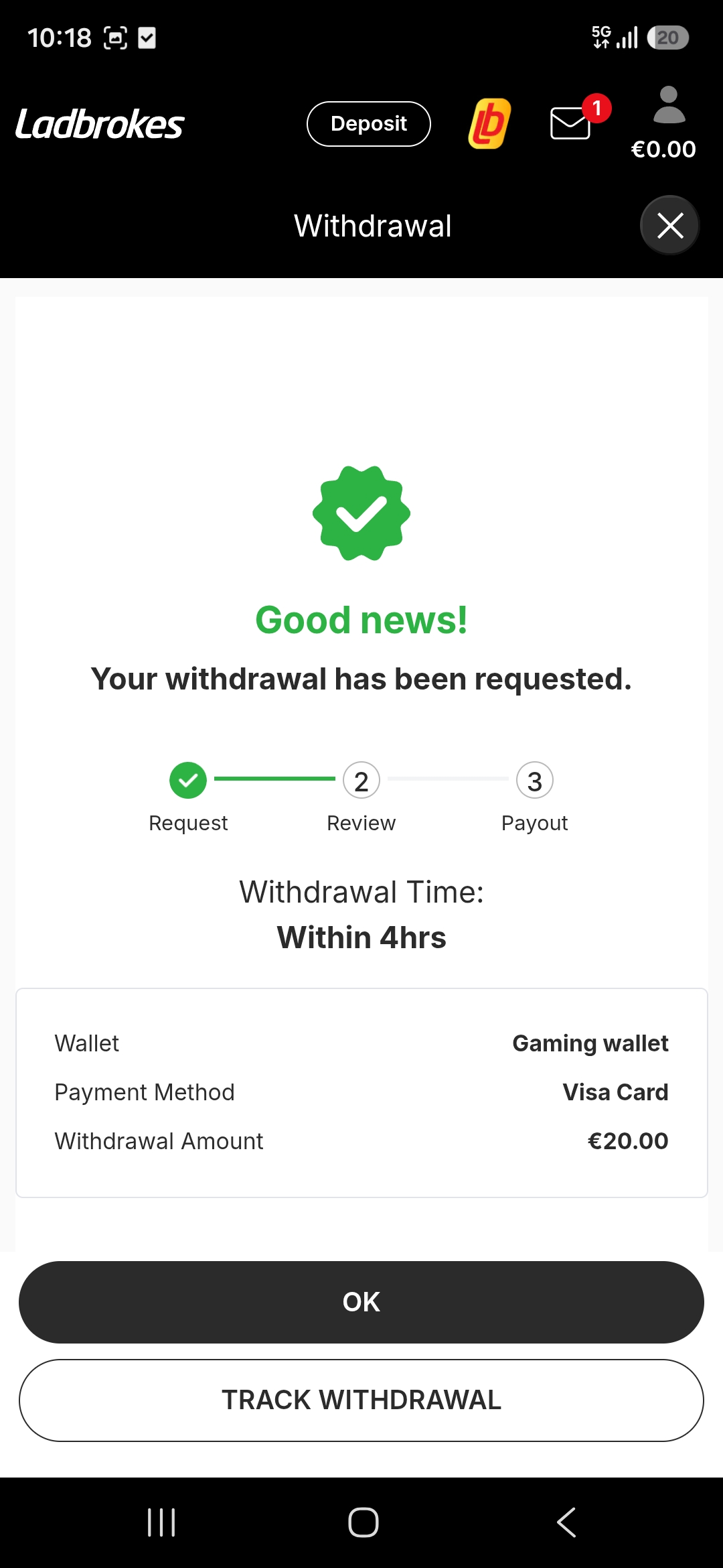 Ladbrokes withdrawal 5 complete