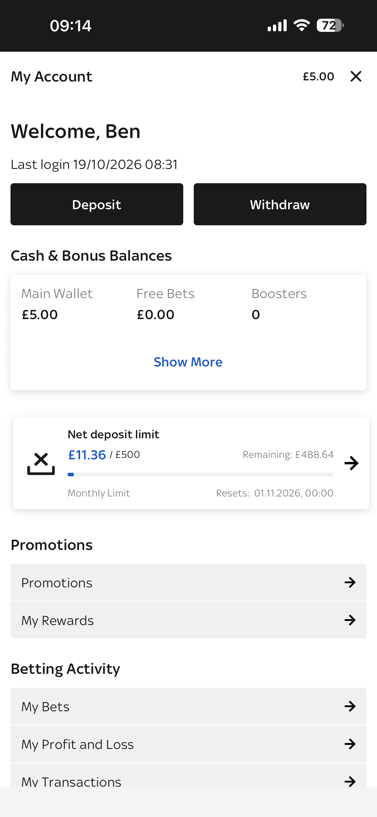 SkyBet Bank Transfer Withdrawal 21/10