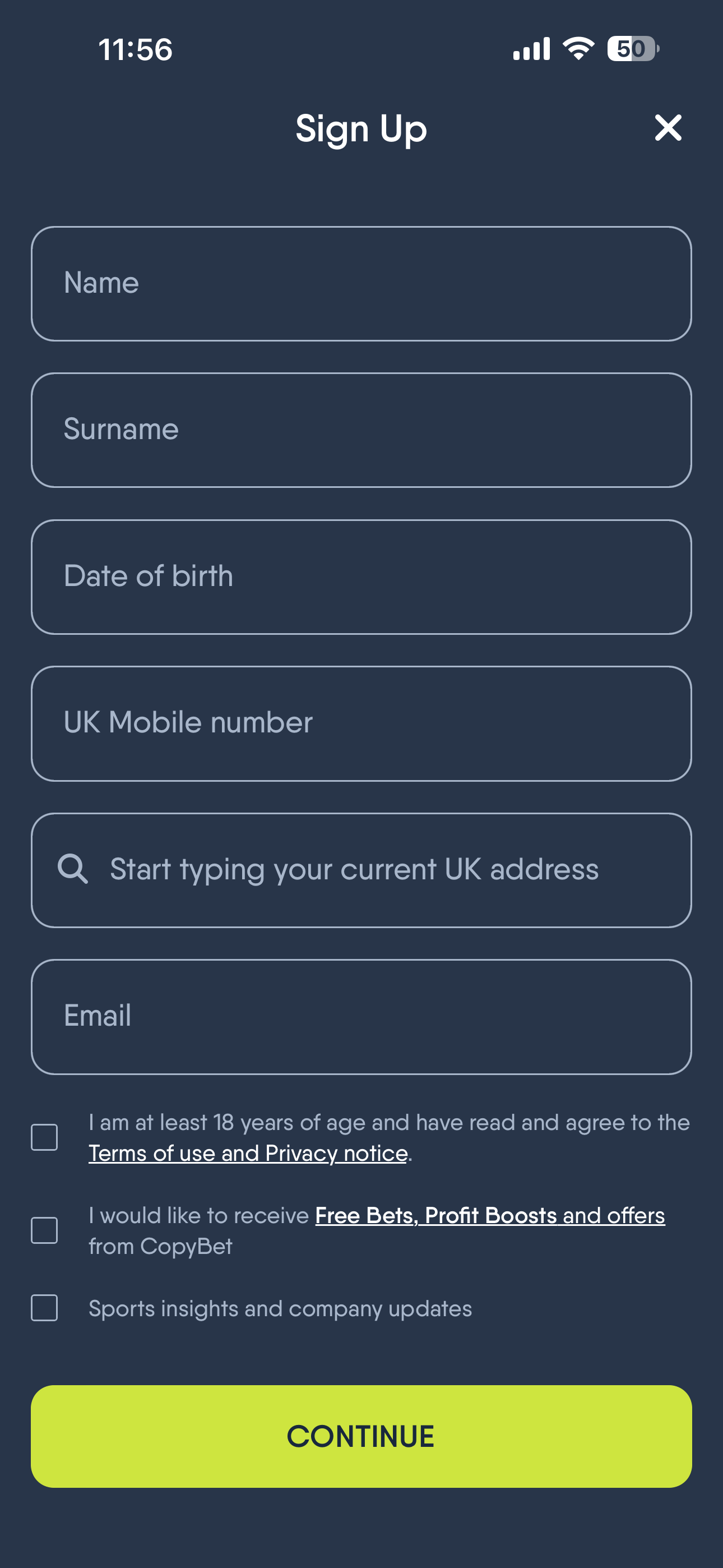 CopyBet Signup 2