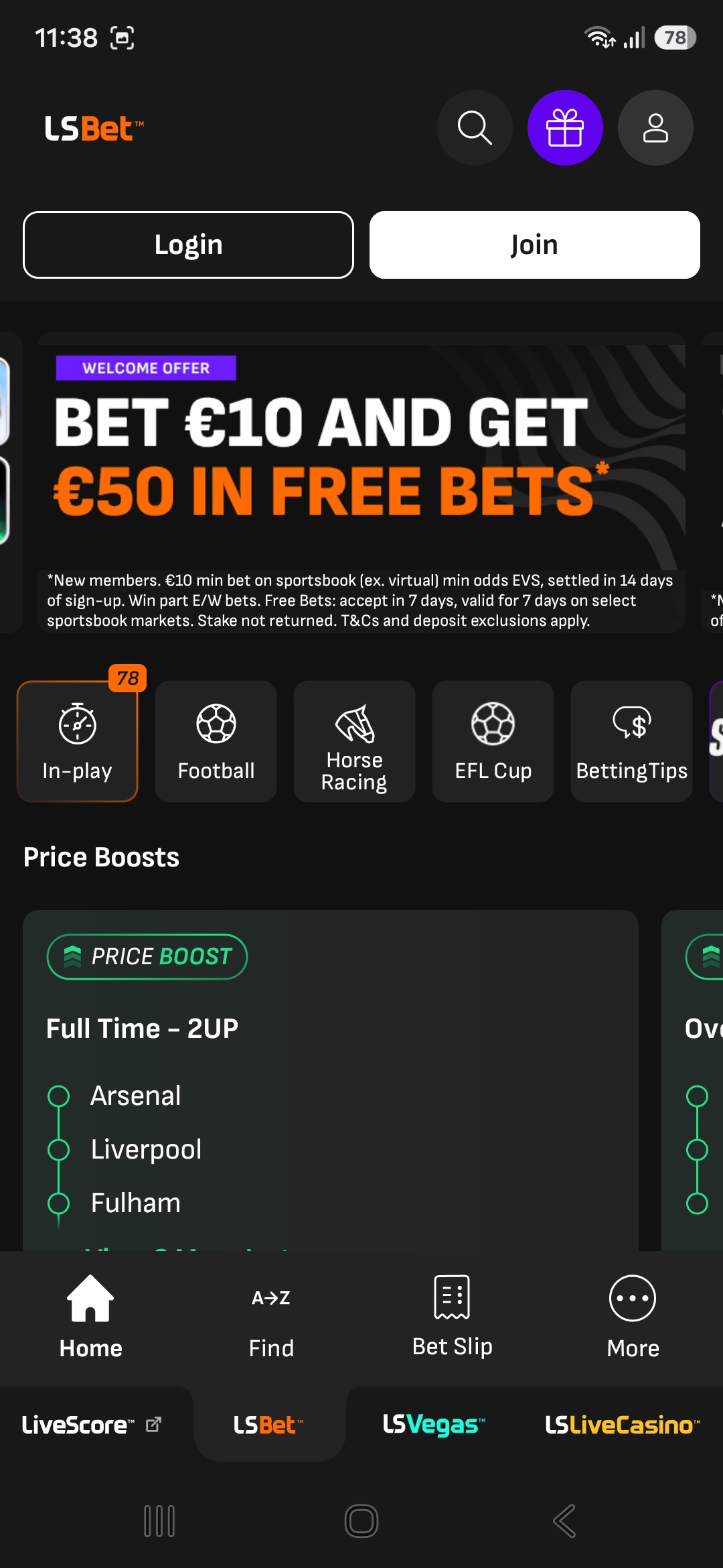 LiveScore Bet home app ireland