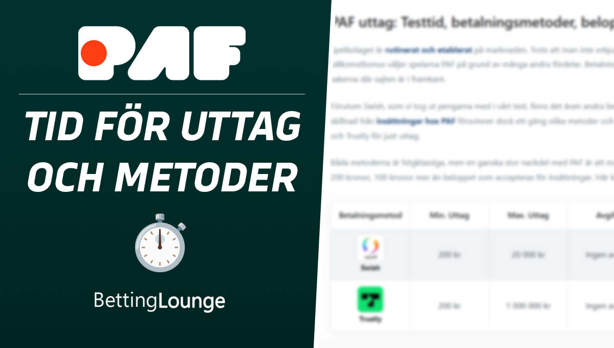 PAF uttagstid