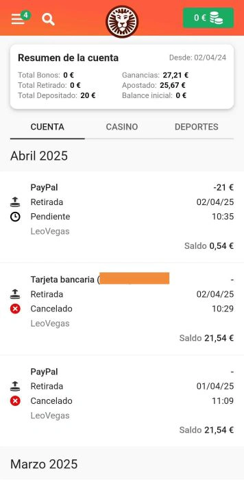 leovegas retiradas estado