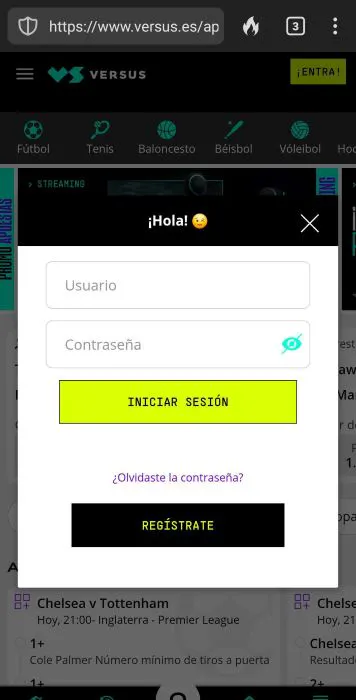 Versus registrarse 2