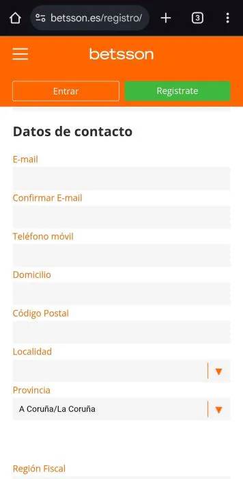 Betsson registrarse 3