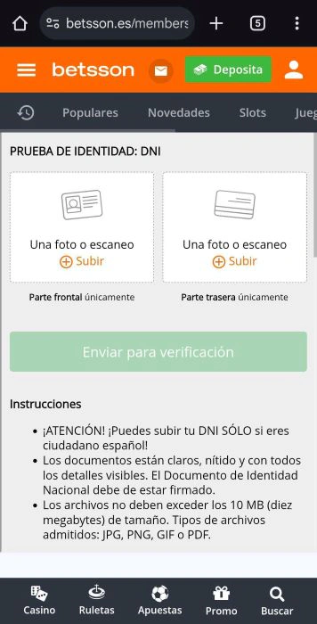 Betsson verificar cuenta 3