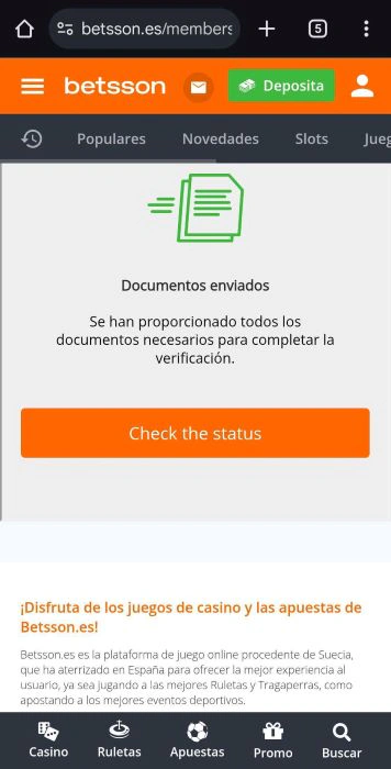 Betsson verificar cuenta 4