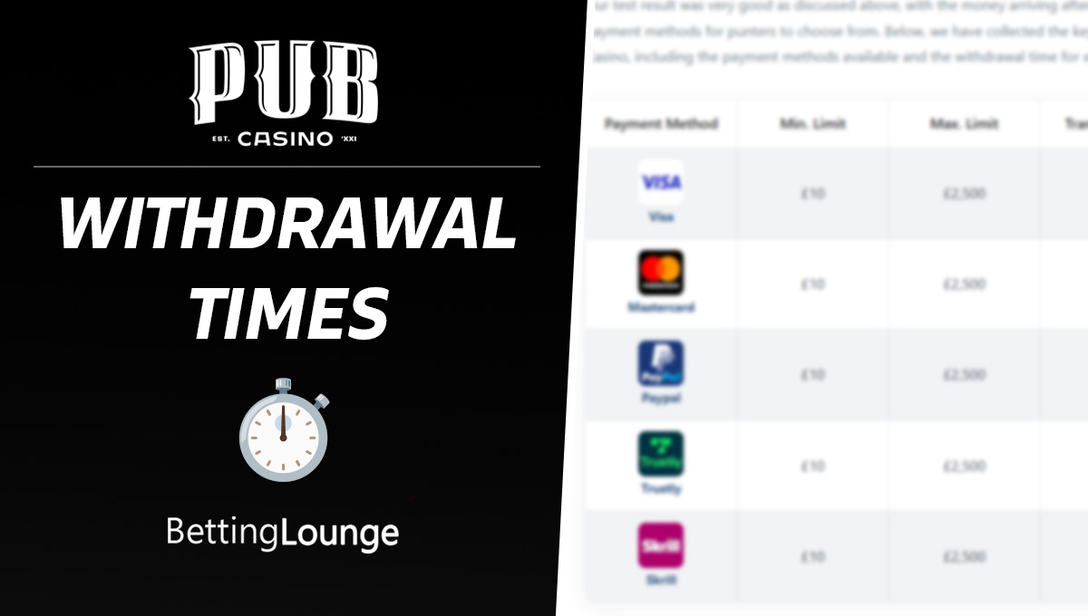 Pub Casino withdrawal time