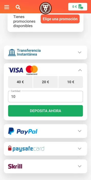 LeoVegas depositar 3