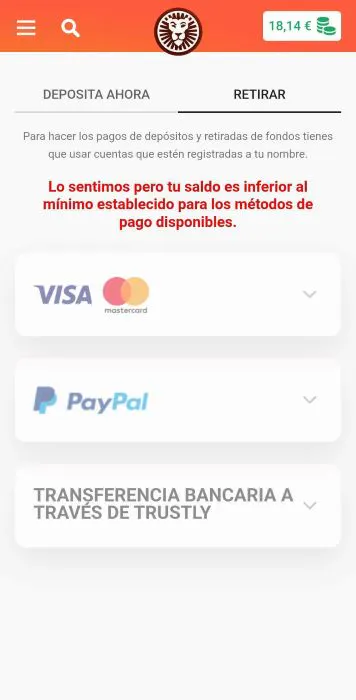 La cantidad mínima de retirada en LeoVegas es superior al depósito mínimo.
