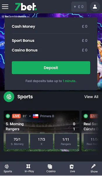 7Bet Deposit Pop Up