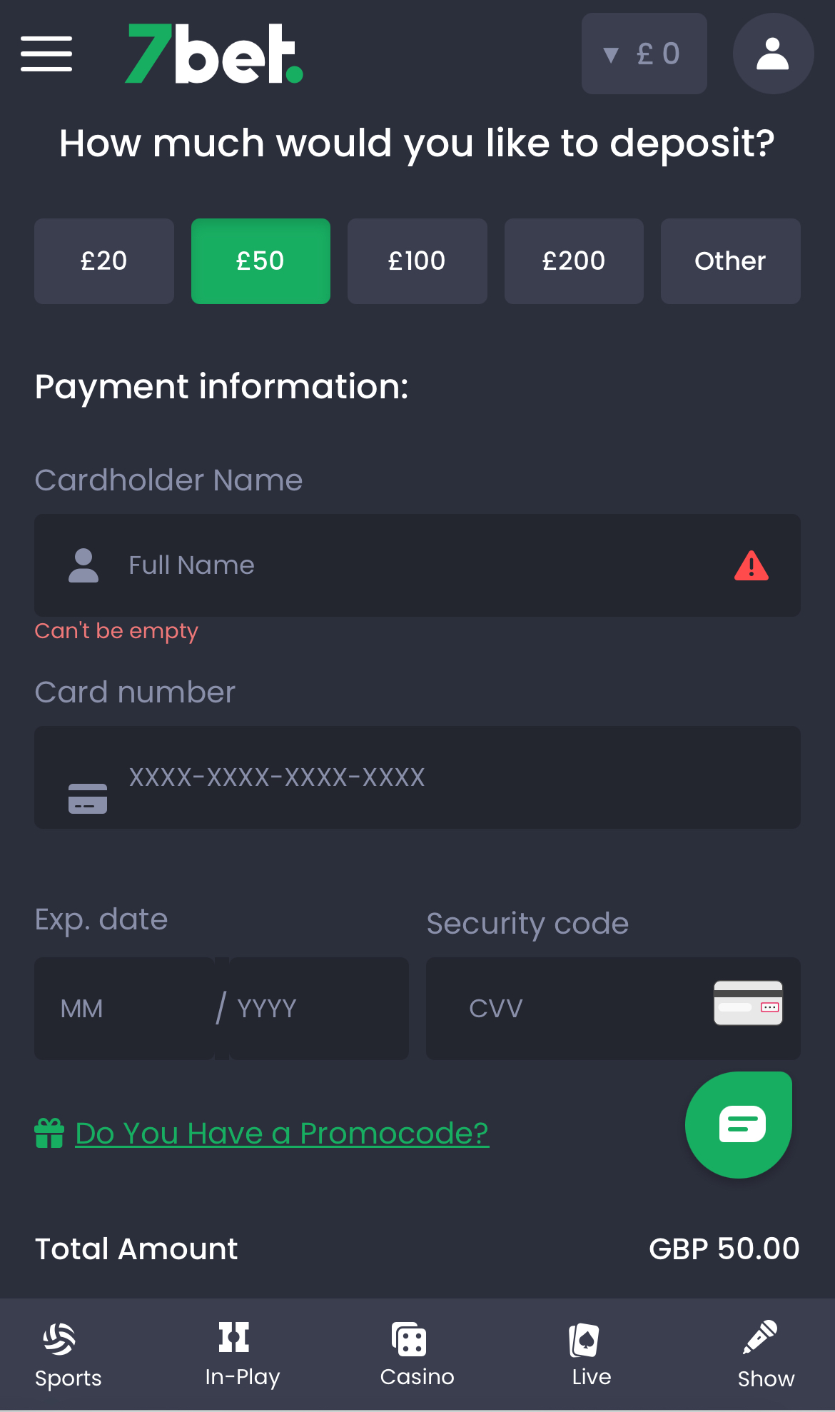 7Bet Deposit Process