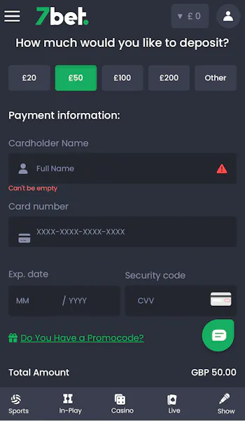 7Bet Deposit Process