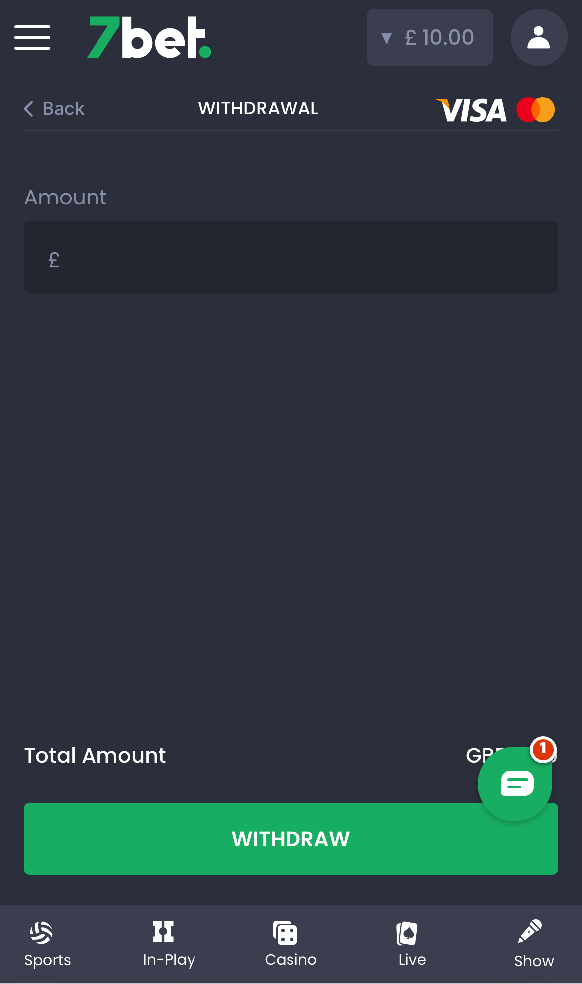 7Bet Withdrawal - Set Amount