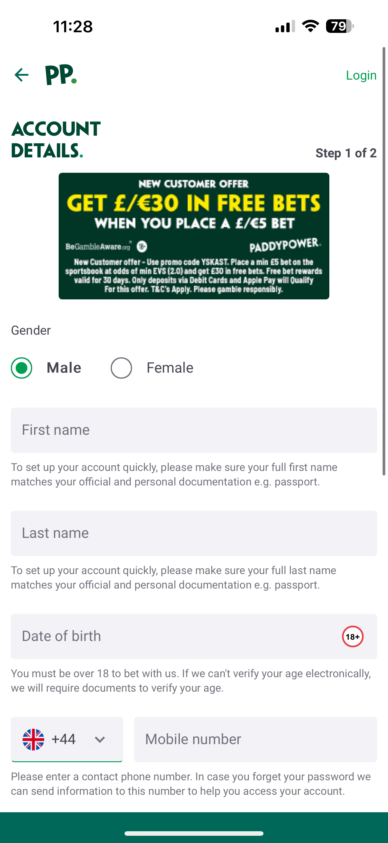 Paddy Power Sign Up 2