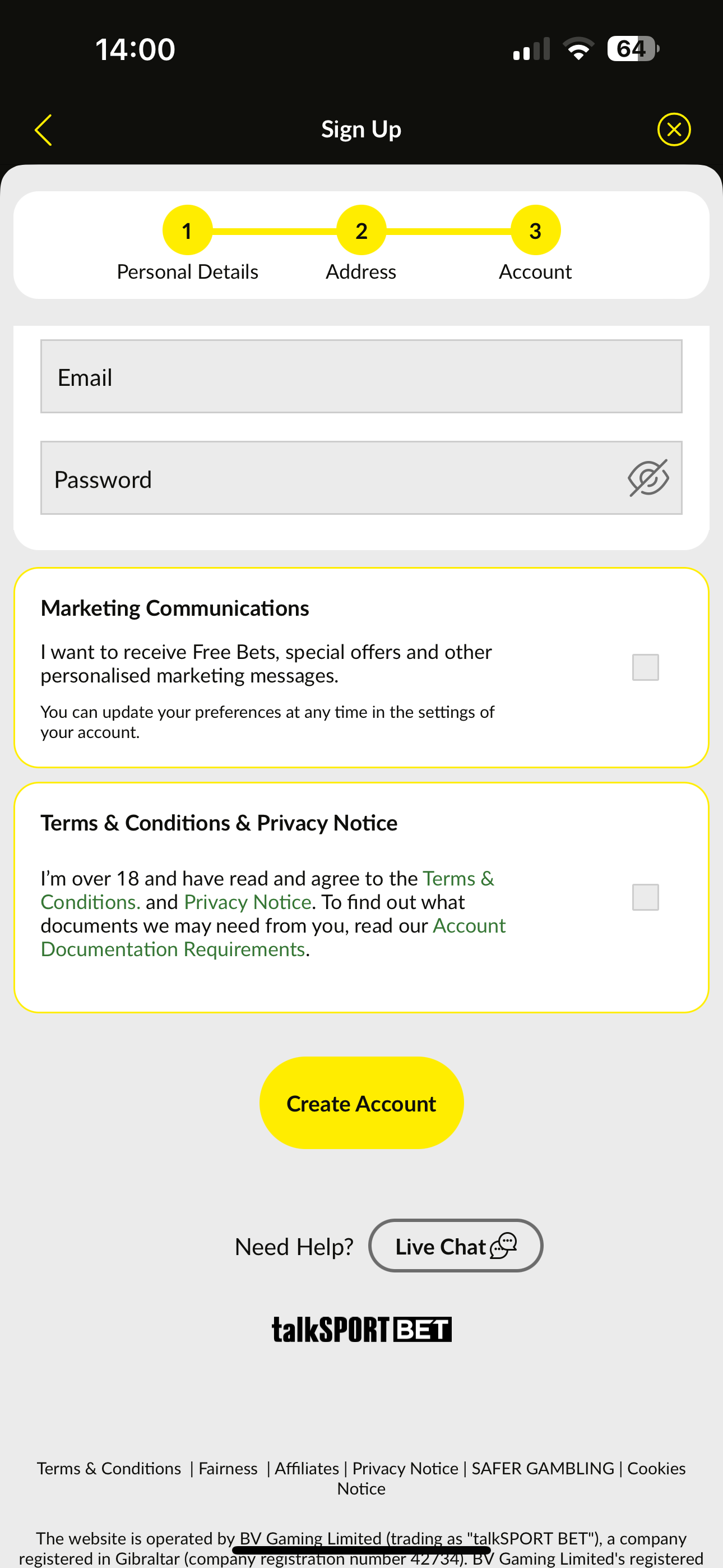 talkSPORT BET Signup 3