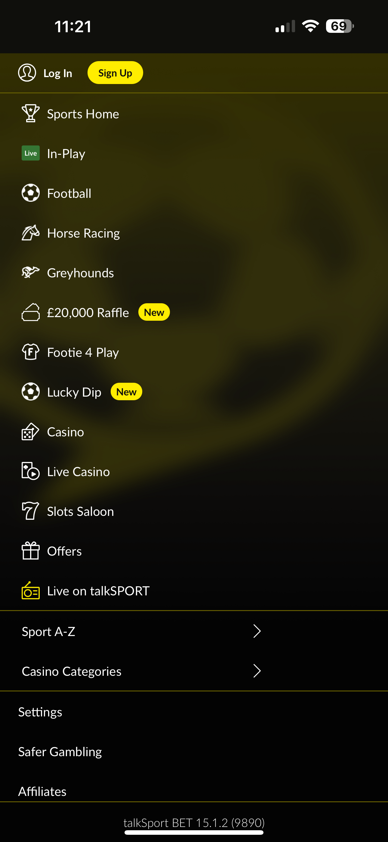 talkSPORT BET menu