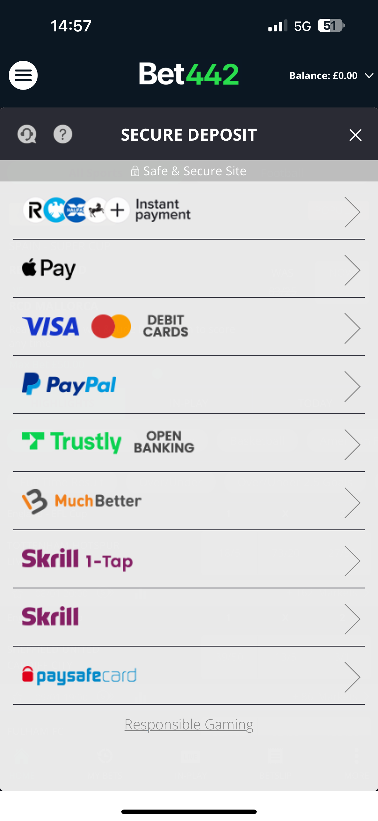 Bet442 Deposit Methods