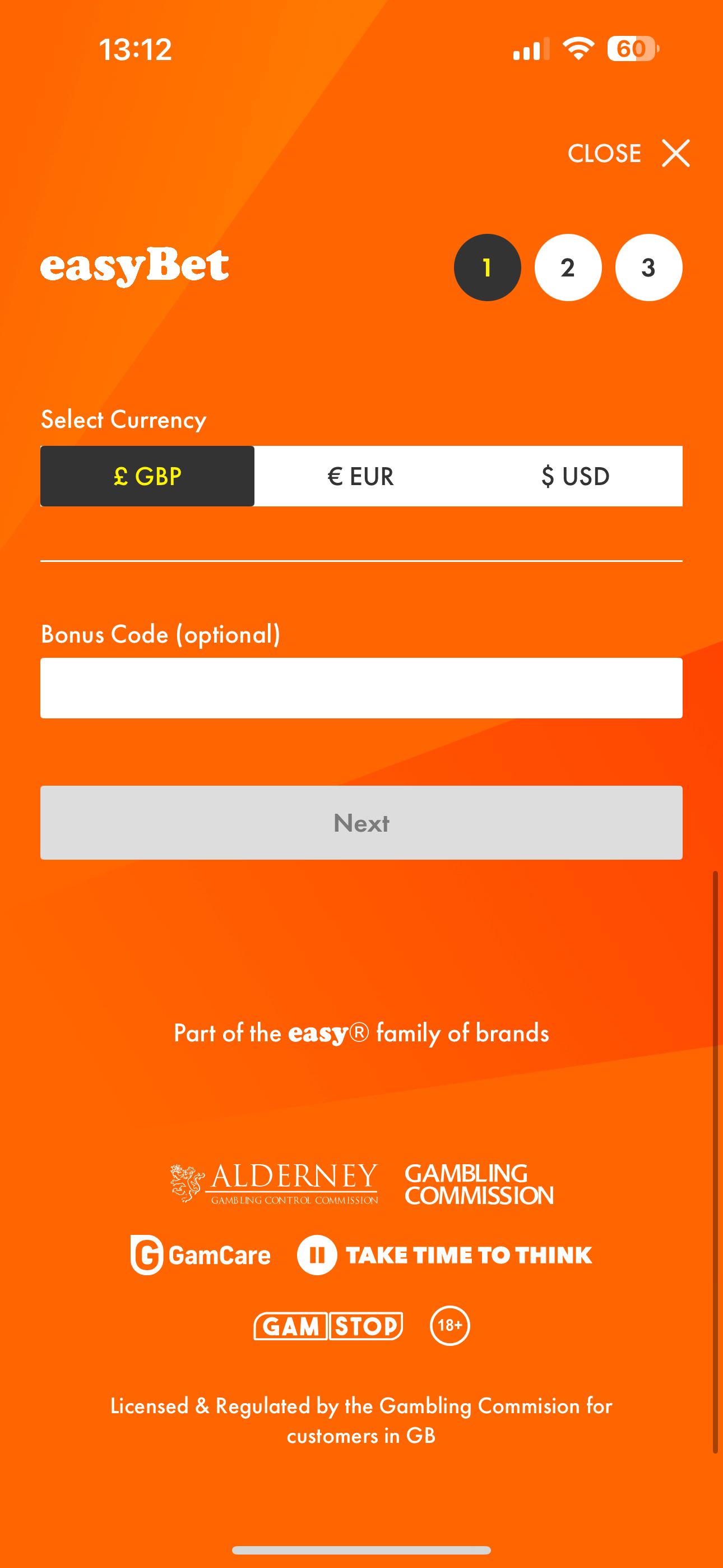 EasyBet Signup 2