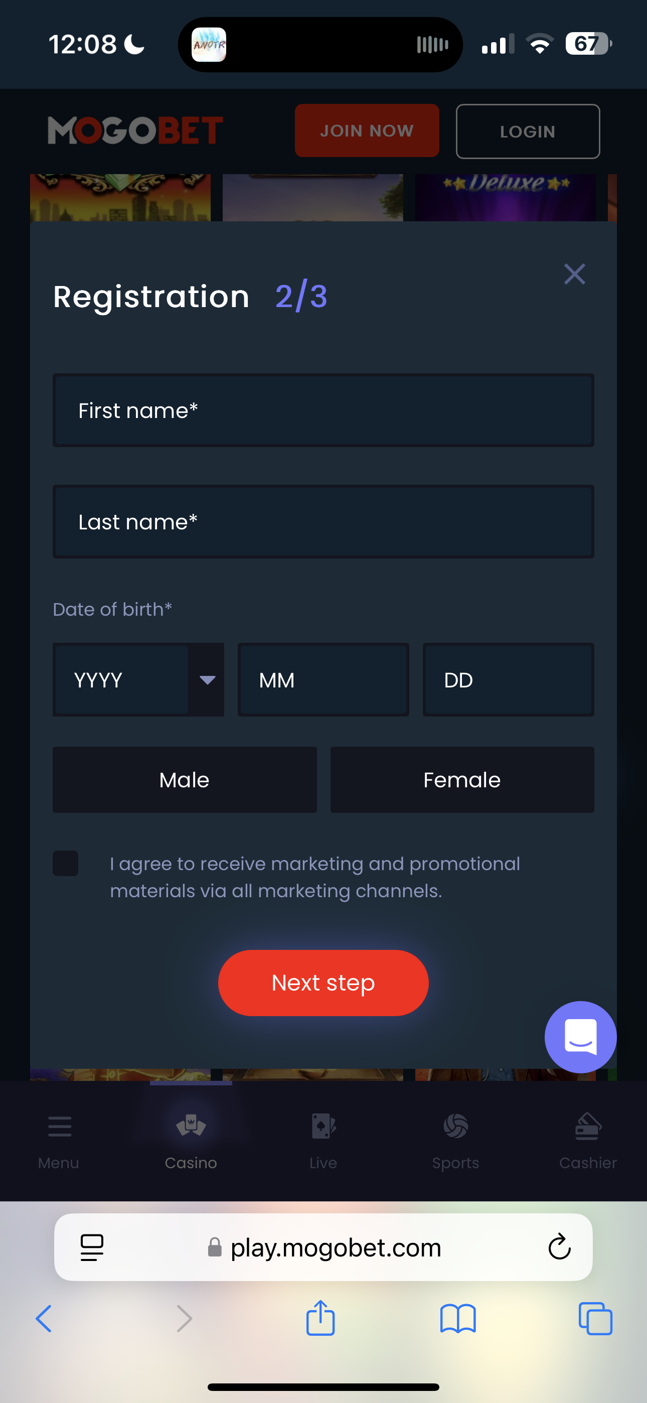 MogoBet Sign Up 3
