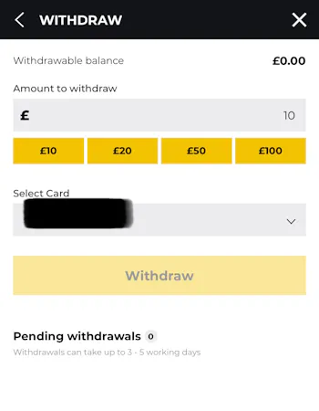 PricedUp Withdrawal method
