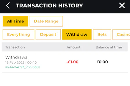 PricedUp Transaction Withdrawal