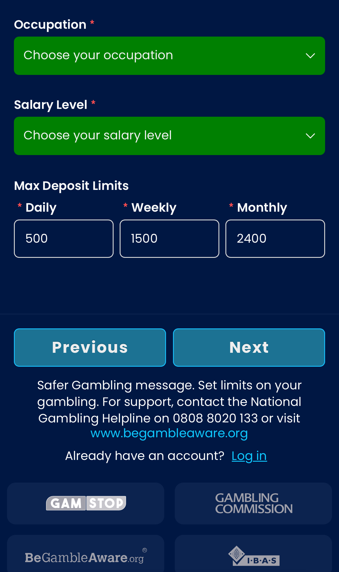 HighBet Sign Up Personal Details