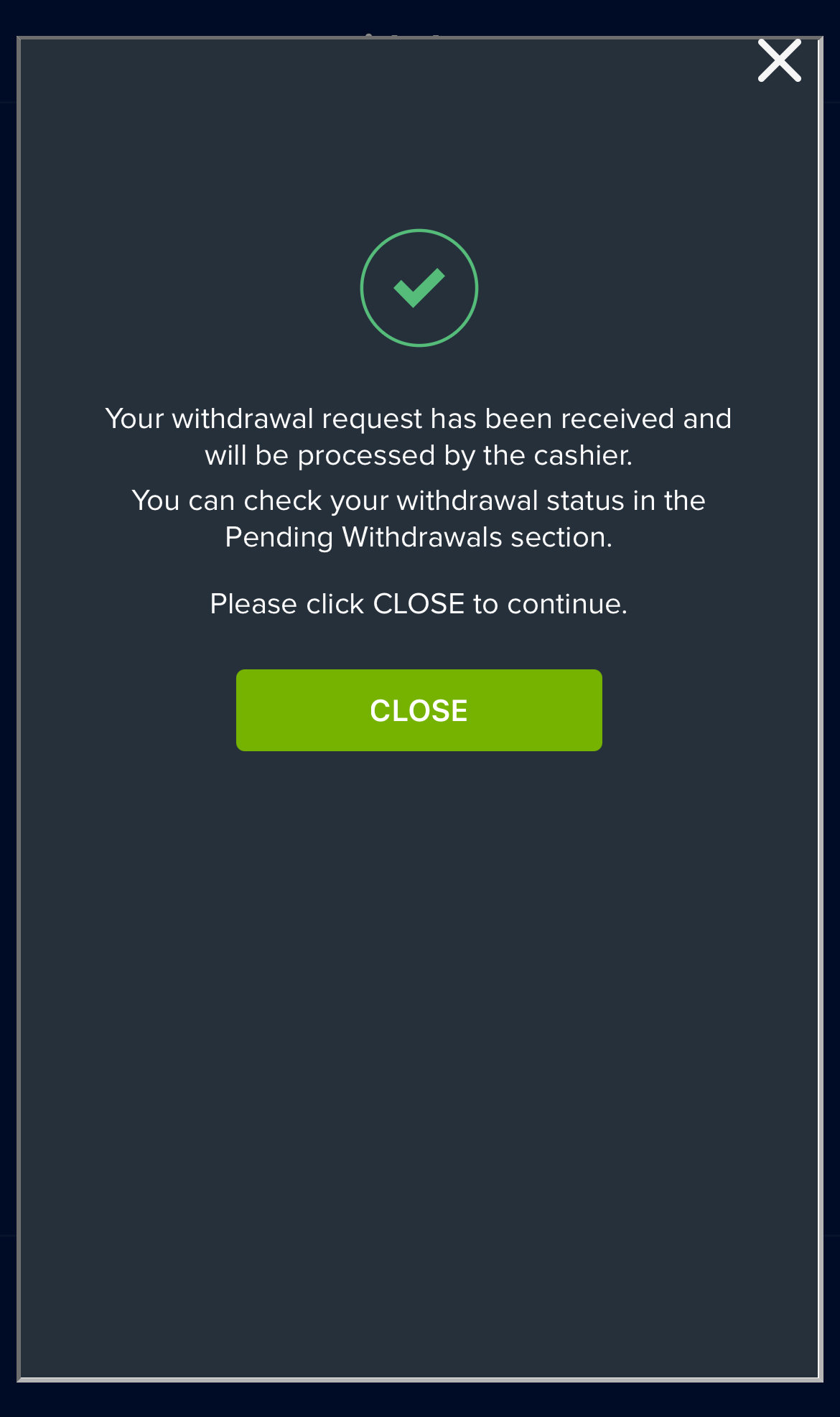 HighBet Withdrawal Success
