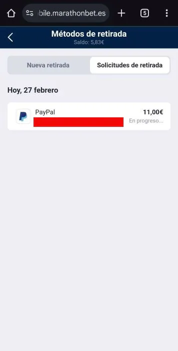 Marathonbet retirada en progreso