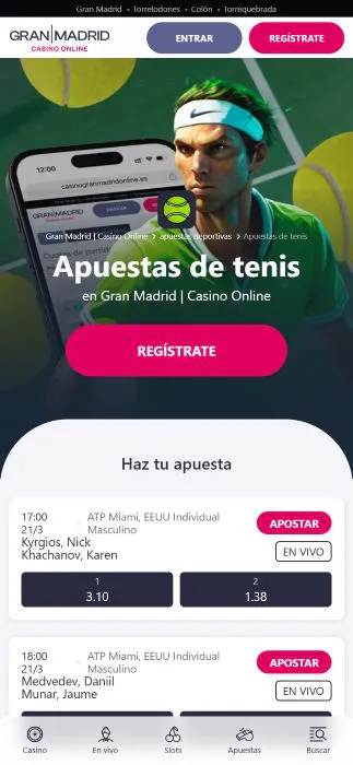 casino gran madrid online tenis
