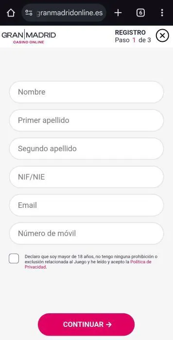 Gran Madrid Casino Online registrarse