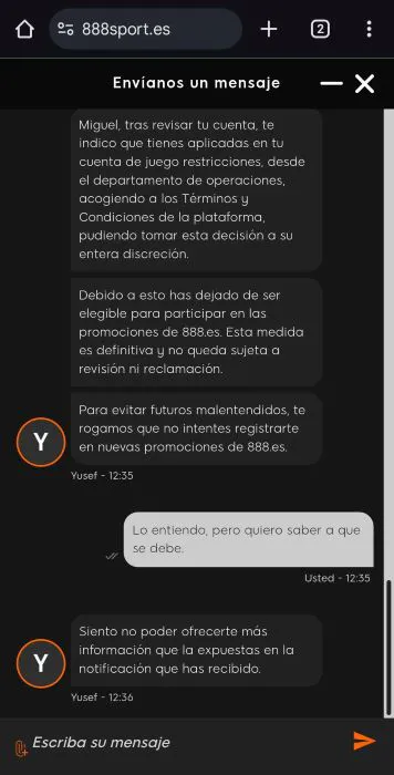 888sport denegación bono