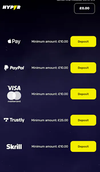 Hyper Sport Deposit Process Step 2