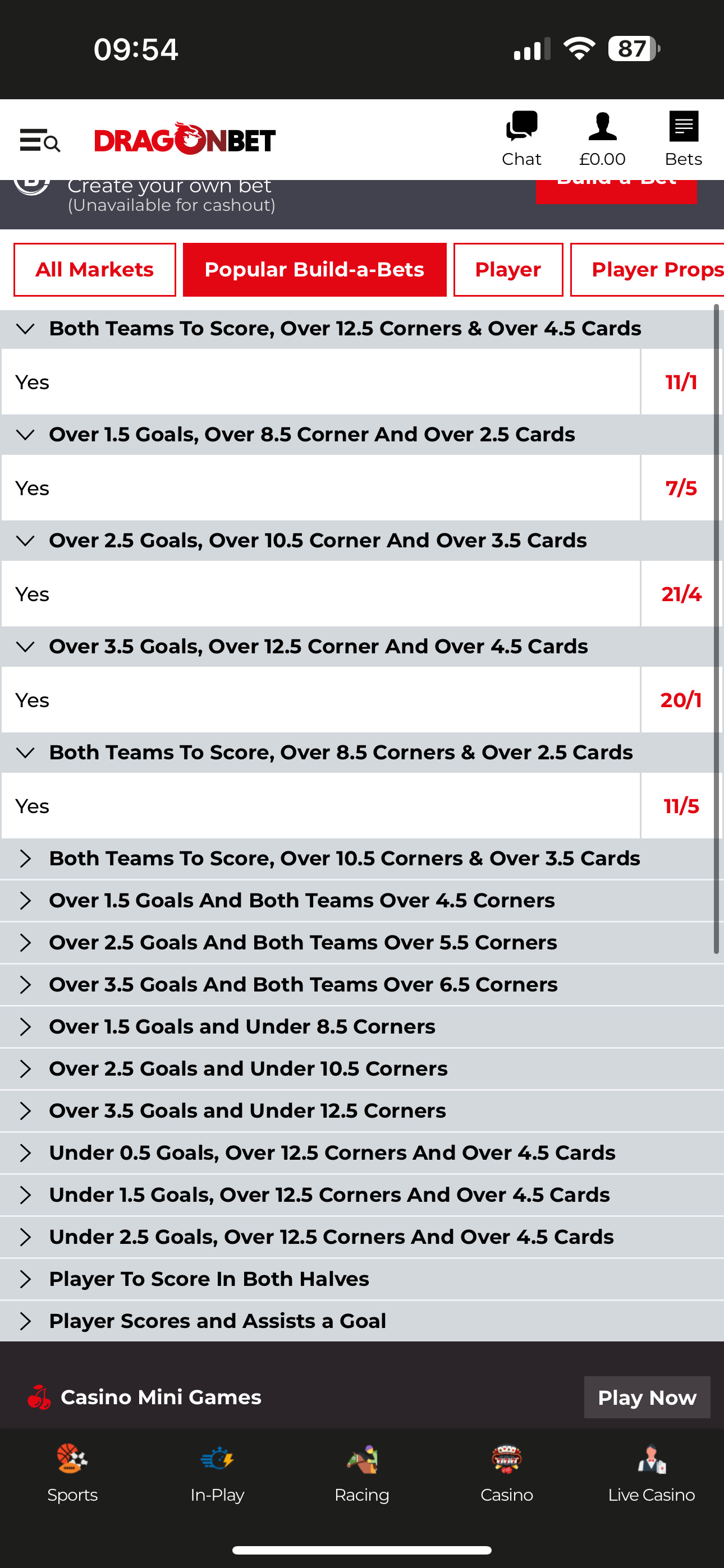 Dragon Bet Bet Builder Tool