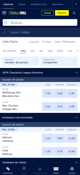 William Hill apuestas futbol