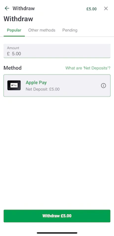 Paddy Power App - Withdraw