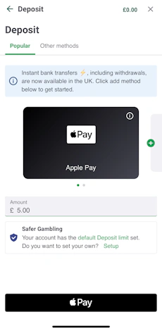 Paddy Power App - Deposits