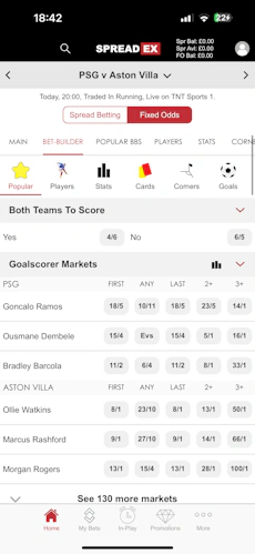 SpreadEx Bet Builders