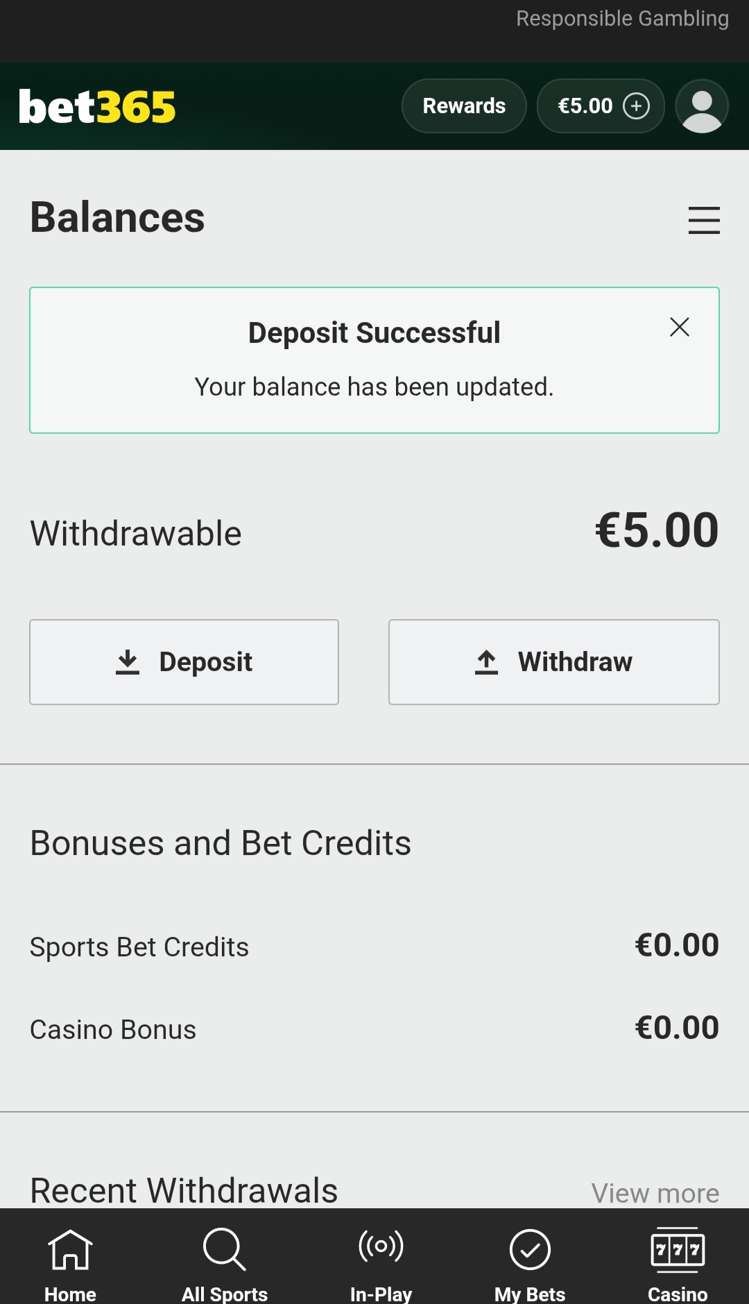 Deposit success