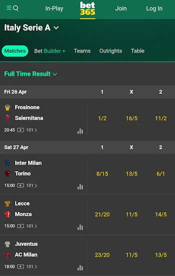 bet365 streaming serie a