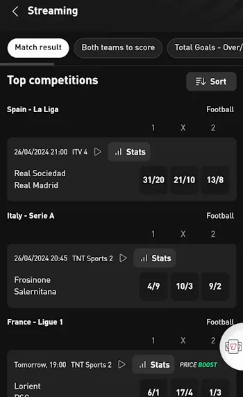 LiveScore Bet Football Streaming