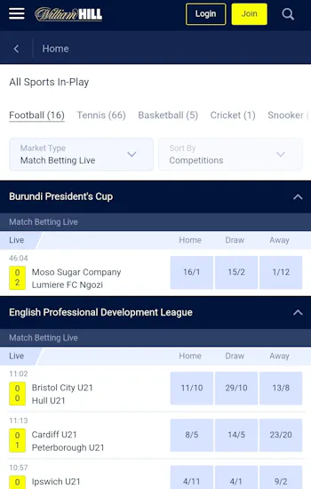 william hill live betting