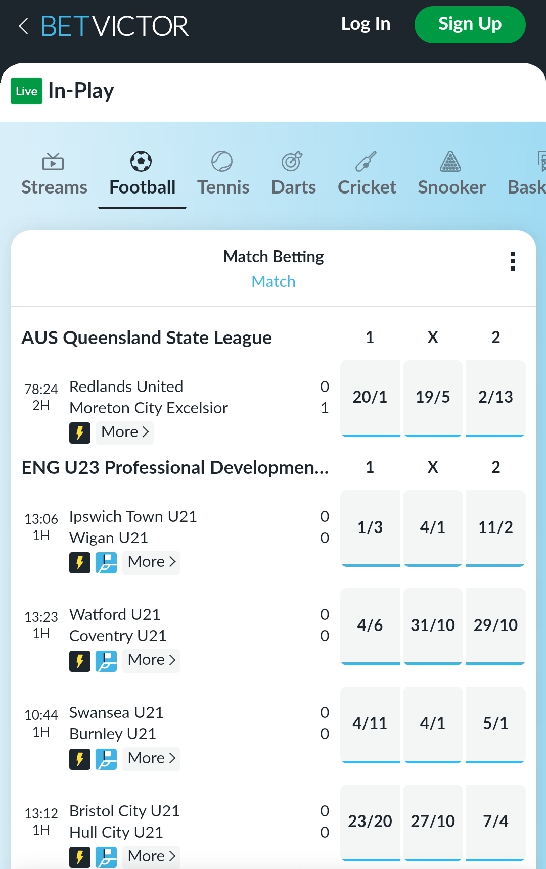 betvictor live betting