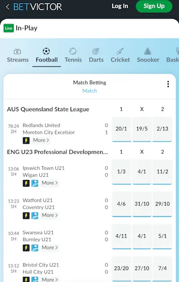 betvictor live betting