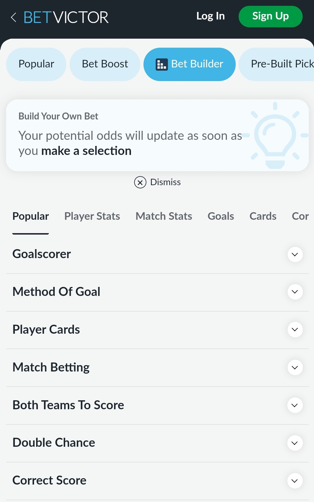 betvictor bet builder