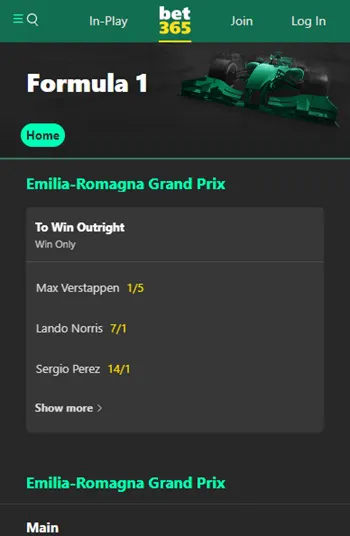 bet365 formula 1
